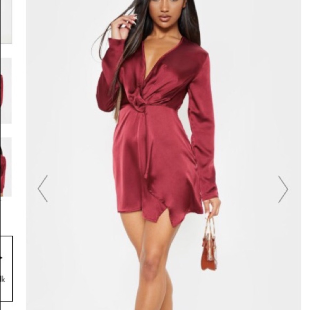 Red satin mini dress